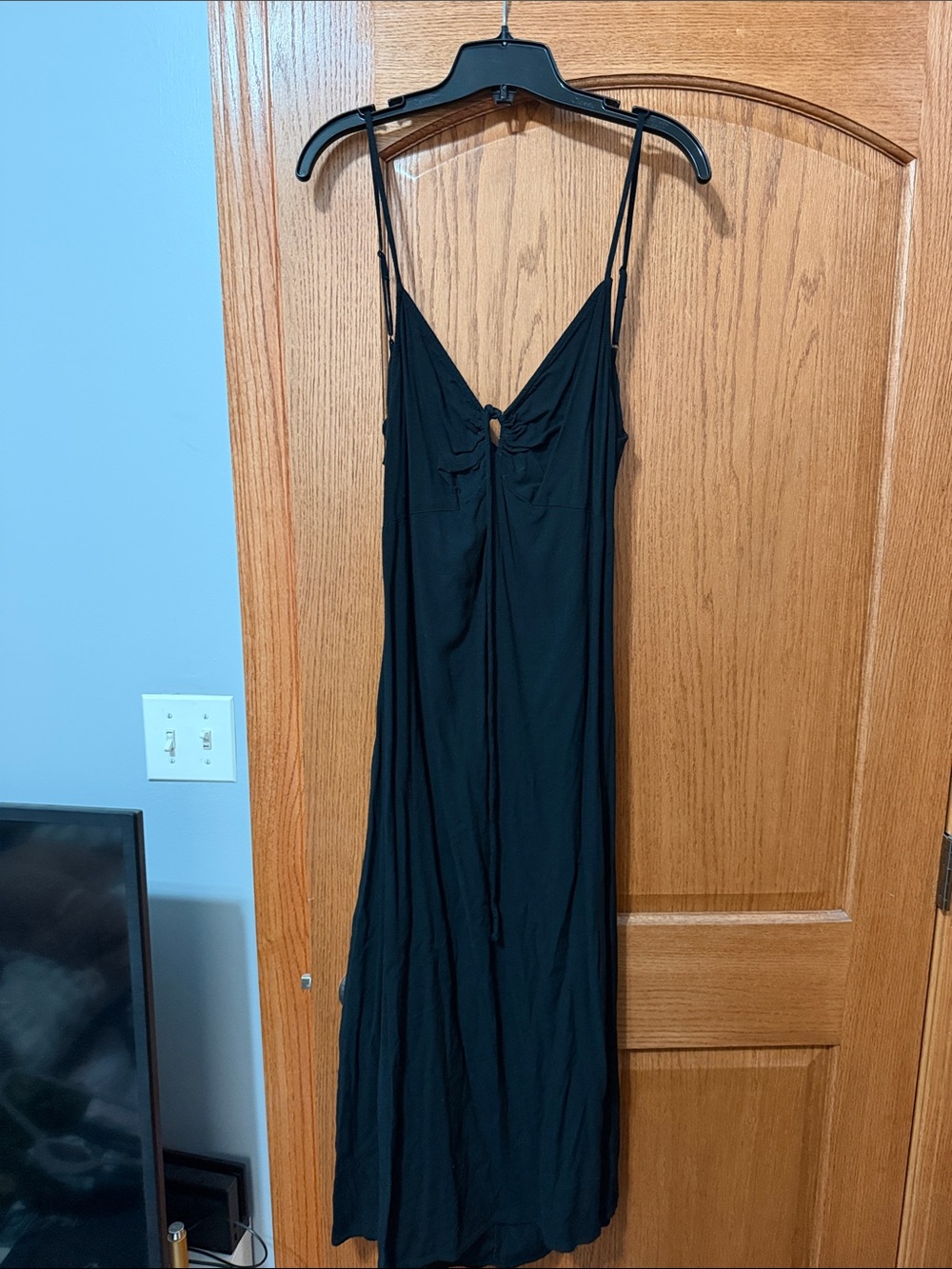 H&M Black Spaghetti-Strap Maxi Dress with Front Knot